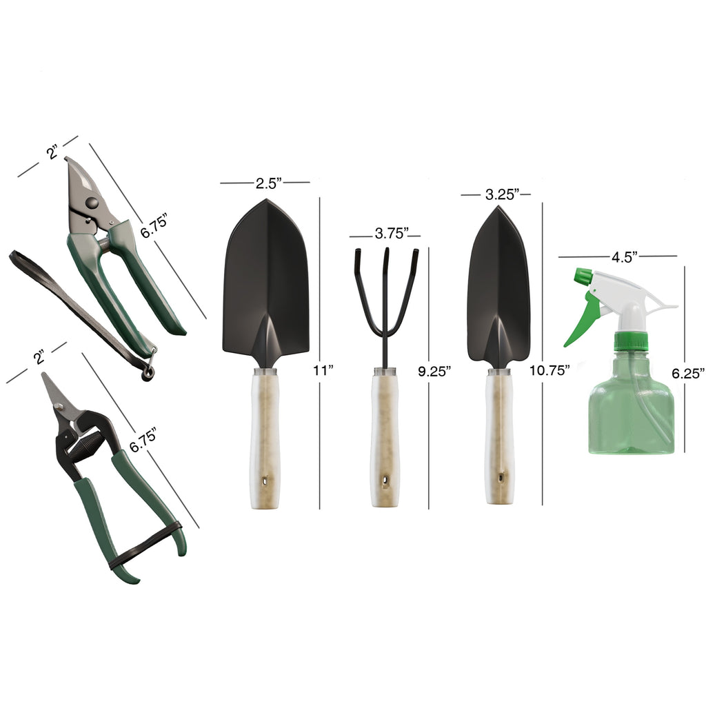 8-Piece Gardening Hand Tool Set with Canvas Tote (Beige) - Image 3