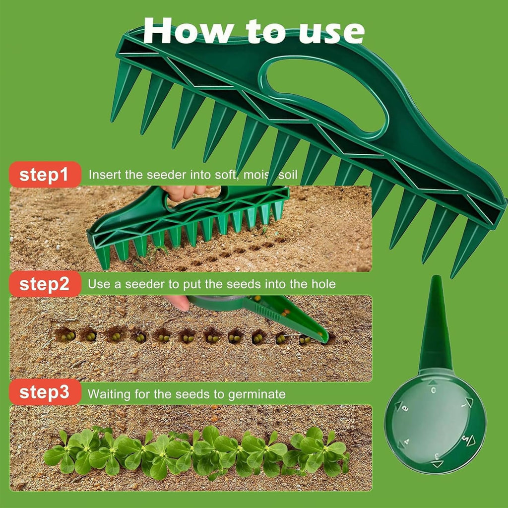 Seed Planter Tool, Seed Spreader, Hand Held Garden Plant Seeds Planter, Adjustable Hand Sowing Seeder, Set of 7 - Image 4