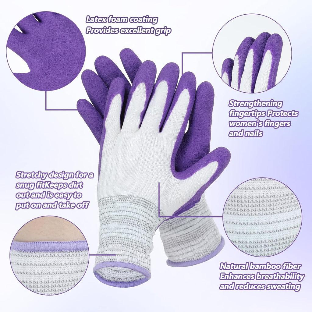 4 Gardening Gloves Breathable Rubber Coated Outdoor Work Gloves, Non-Slip Grip Yard Gloves for Women & Men, Essential... - Image 3