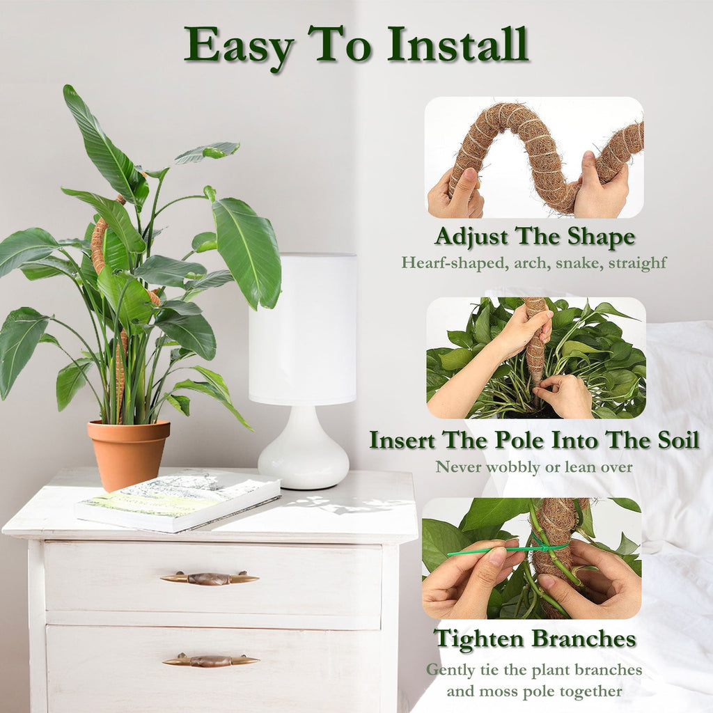 Oulastool 23.6-Inch Monstera Bendable Coco Coir Moss Stick Plant Support for Indoor Climbing Plants - Image 4