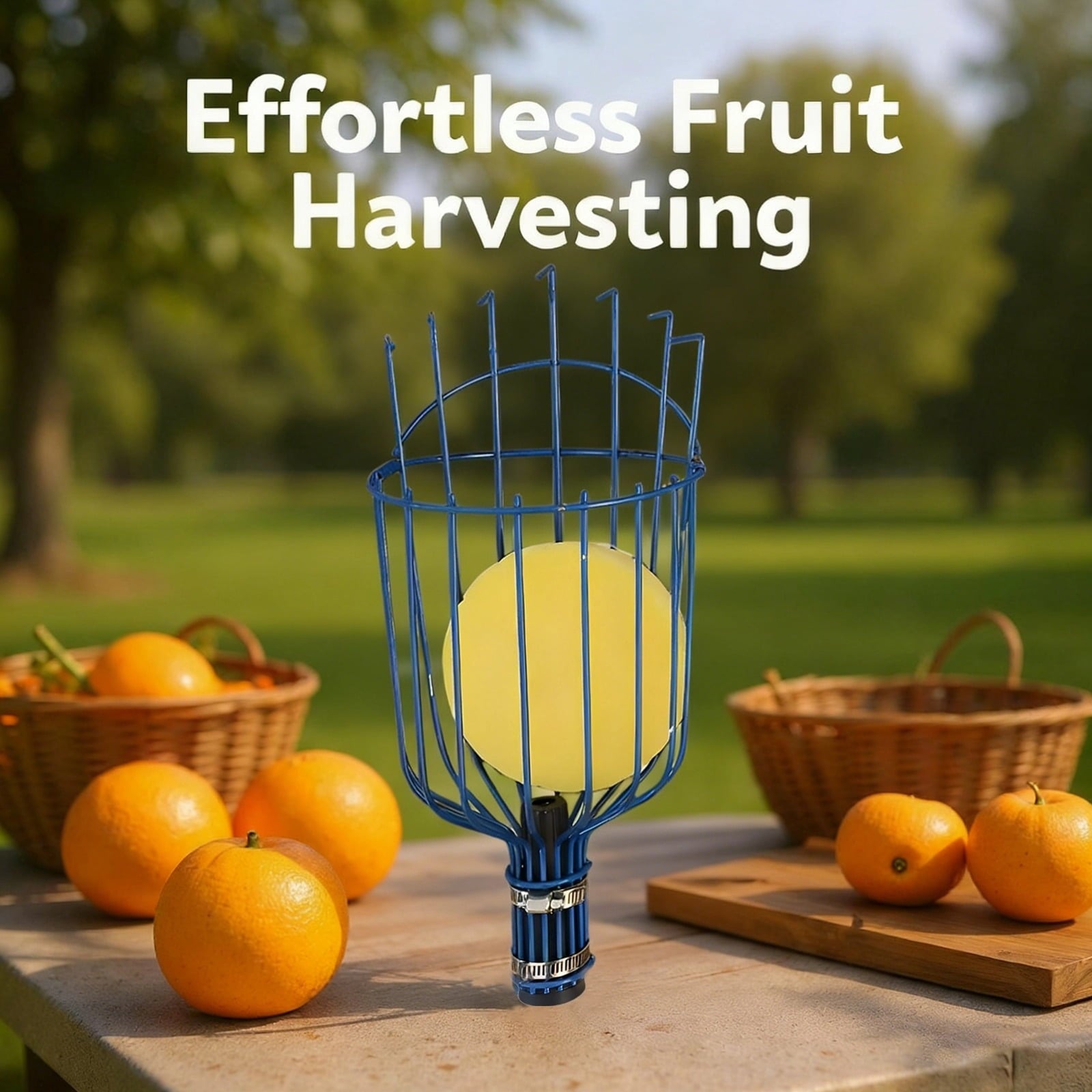 Fruit Picker with 4-Section 5.2 ft / 1.6 m Assembly Pole, 5.5 in / 14 cm Basket, Adjustable Fruits Picker Catcher Tool for, Orange, and More - Image 6