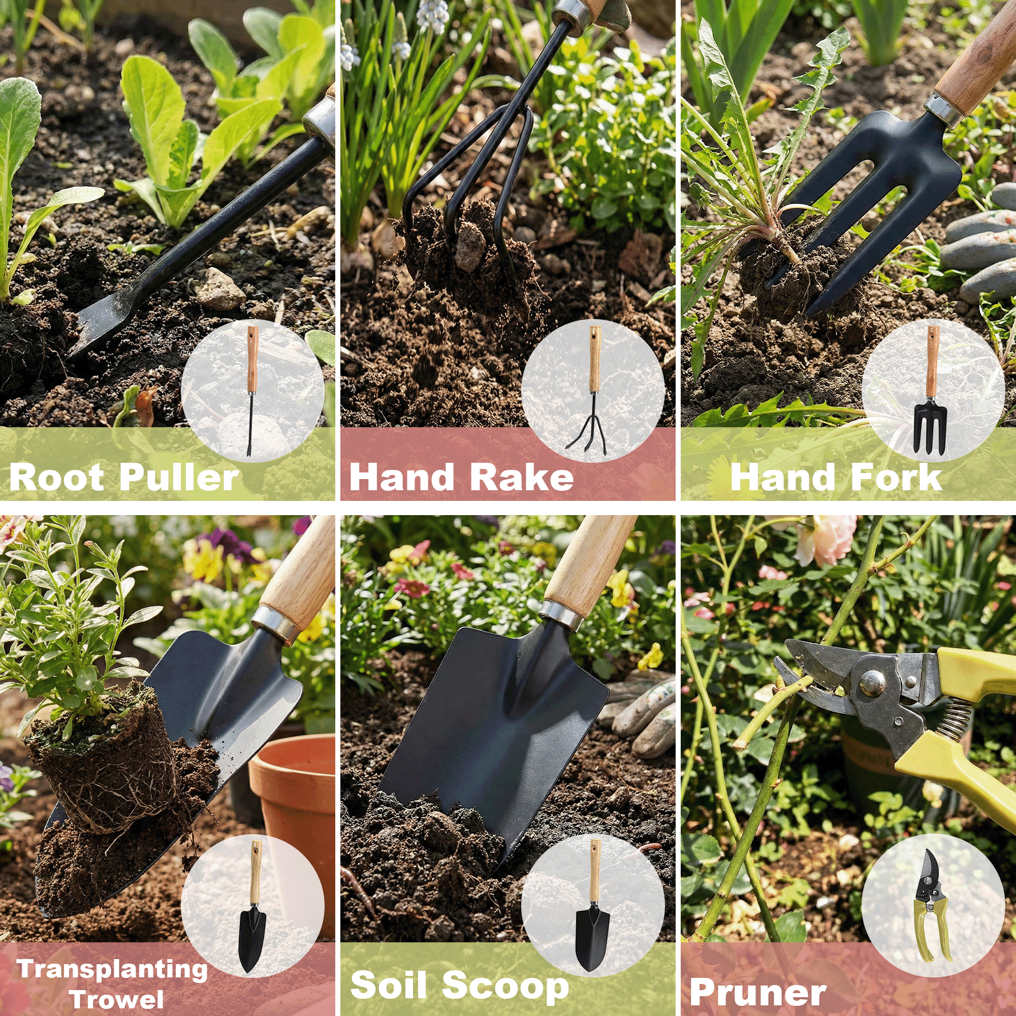 Garden Tools Set, 9 Piece Gardening Tools with Fashion Bag, Rust-Proof & Heavy-Duty Gardening Supplies Kit Ideal Gard... - Image 3