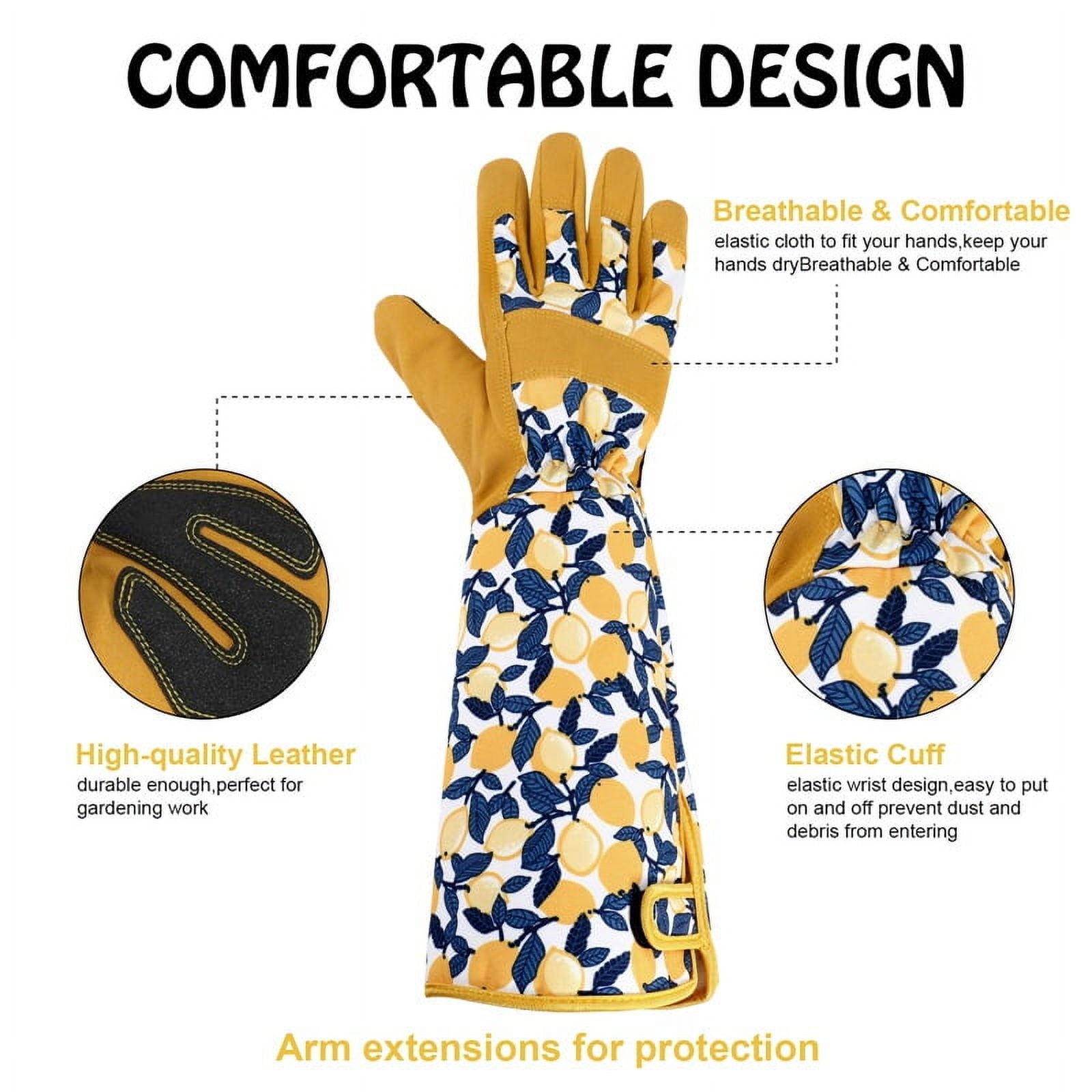 Gardening Gloves for Women Rose Pruning Thorn Proof Breathable Touchscreen Long Forearm Protection Garden Gloves(Yellow) - Image 4