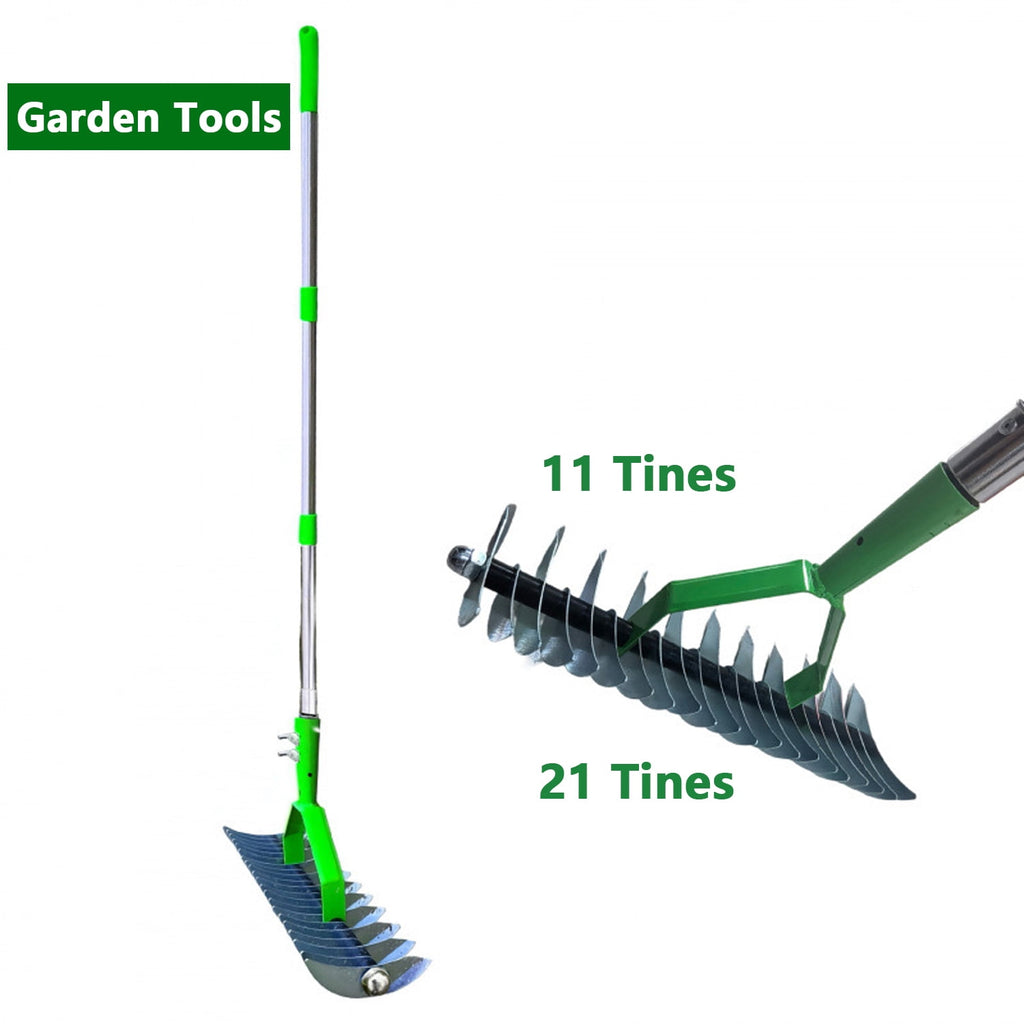 12.8In Rake for Lawns,Durable Efficient Deer Rake with Adjustable Long Handle-70In,Stainless Steel Garden Rake for Ra... - Image 3