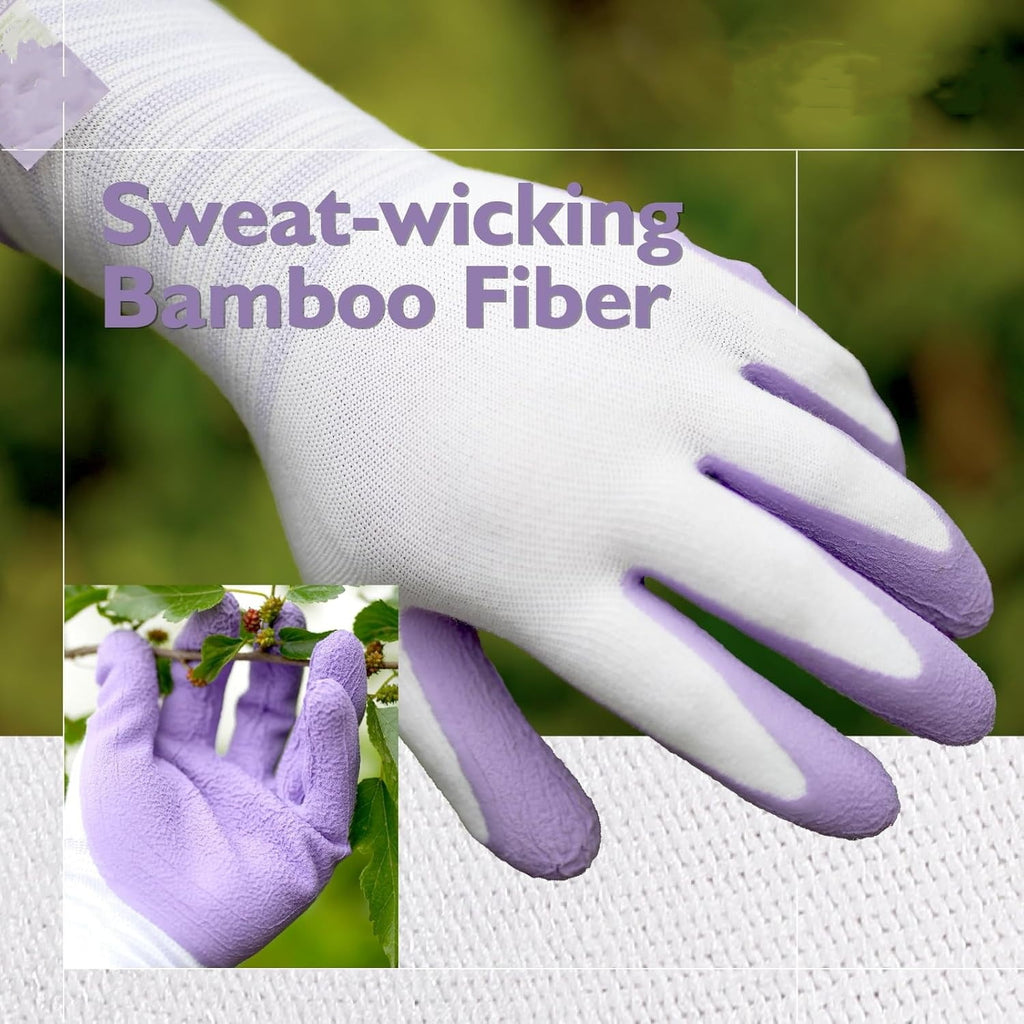 2-Pair Gardening Gloves for Women , Breathable Rubber Coated Work Gloves, Outdoor Garden Gloves for Planting, Weeding & Farming , Flexible & - Image 2