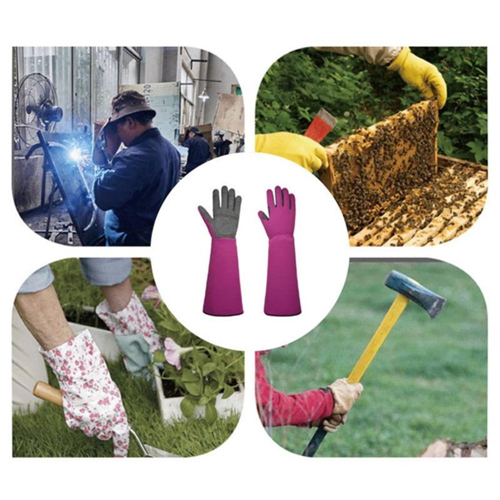 Wine Red Thorn-Resistant Gardening Gloves, Flexible Long-Sleeve Arm Protection with Grip Tech Palms - Heavy-Duty Yard... - Image 5