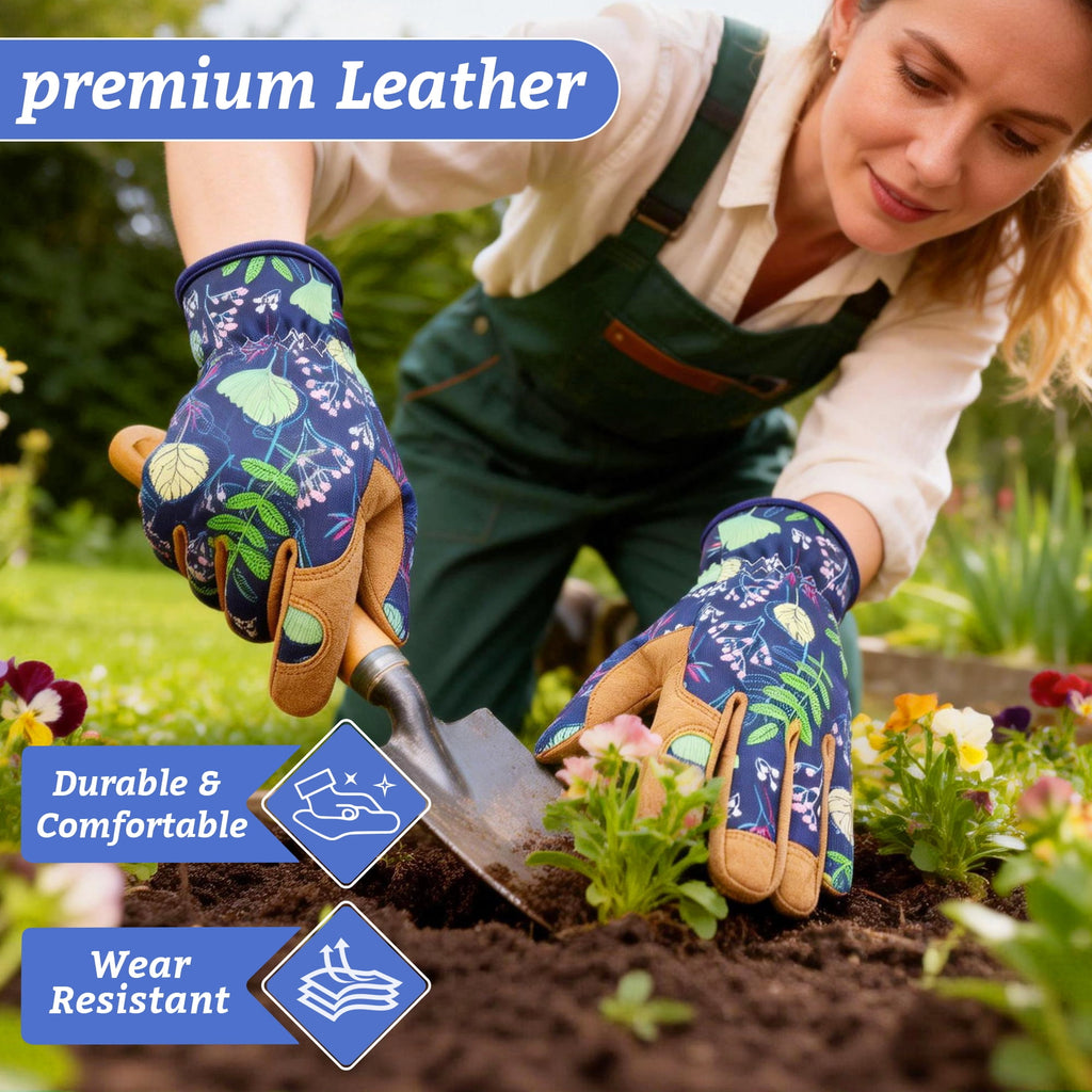 Gardening Gloves for Women, Leather Work Gloves Gardening Thorn Proof, Garden Gloves for Women Gardening Gifts, Breat... - Image 5