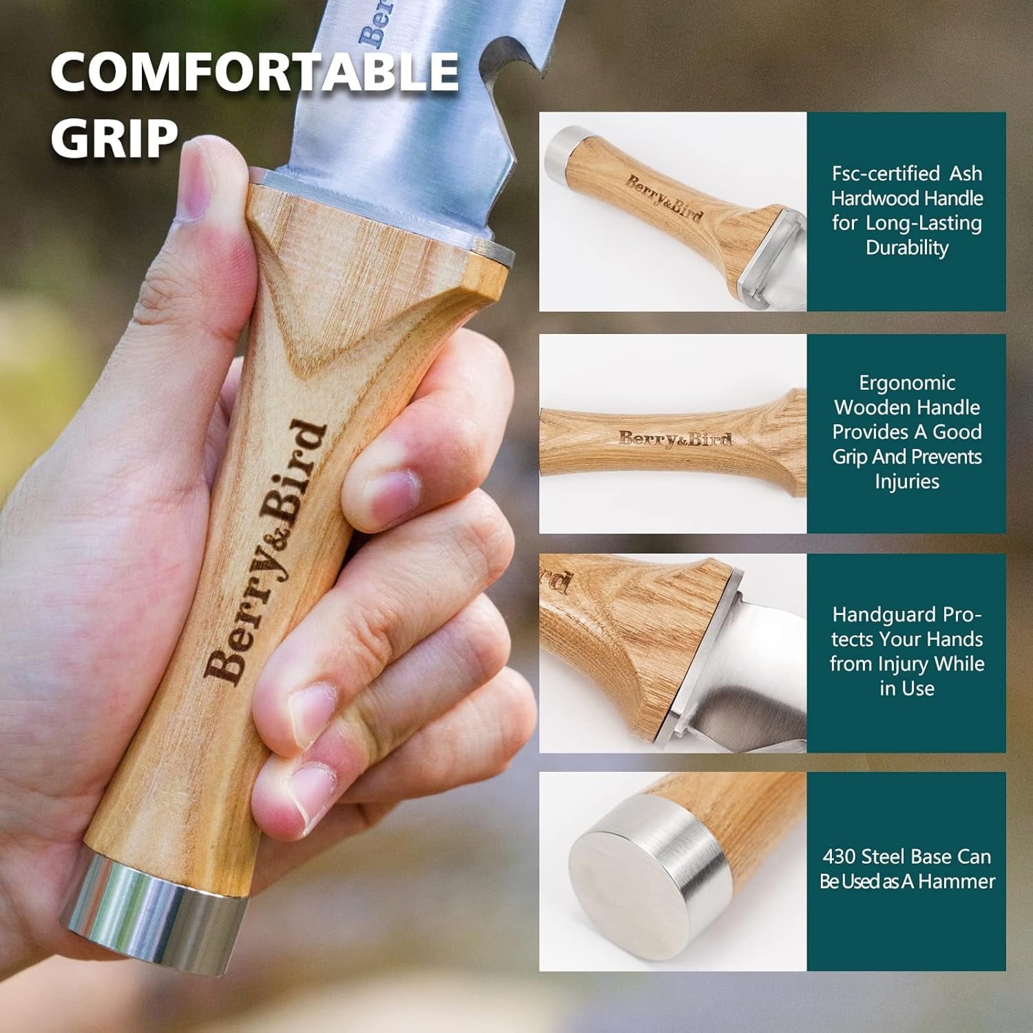 Berry&Bird Hori Hori Garden Knife Multipurpose Gardening Tool Set - Image 4