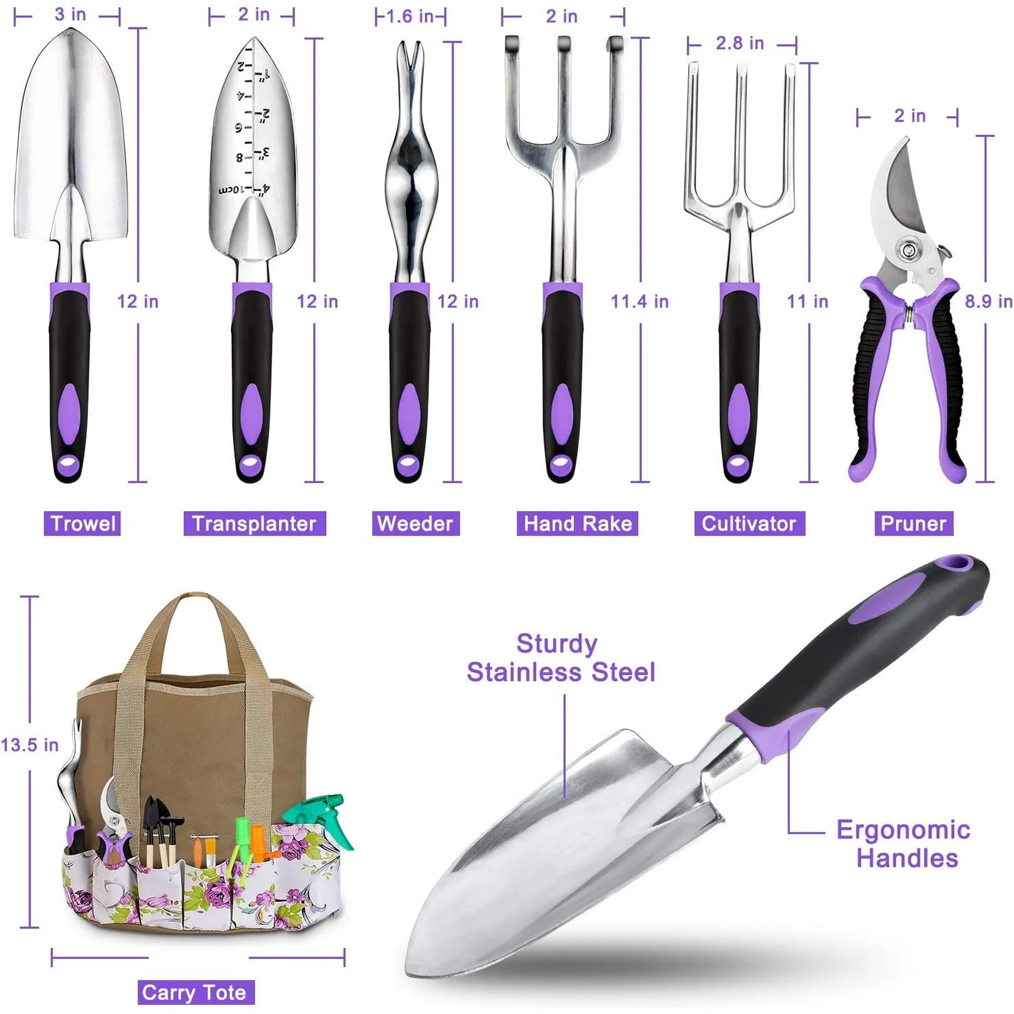 Heavy Duty Gardening Tools - 29-Piece Gardening Gifts for Women, Mom, Men - Durable, Ergonomic Garden Tool Set - Image 2