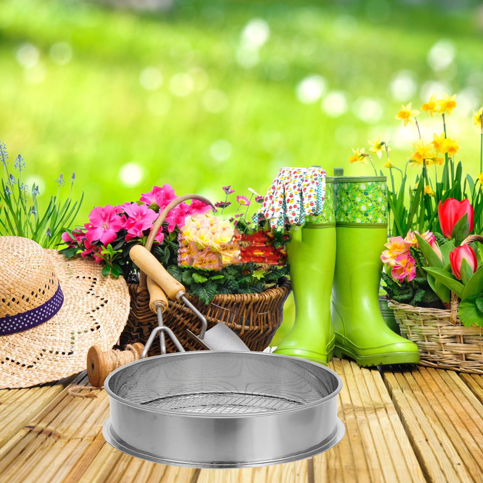 Stainless Steel Mesh Soil Sifter 6mm Gardening Sifting Screen Pan Dirt Strainer Garden Tool - Image 4