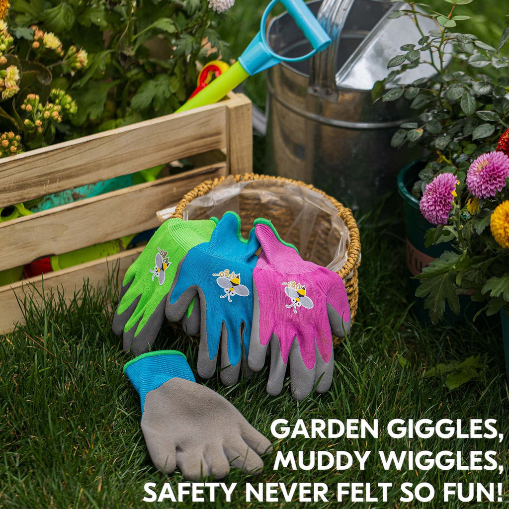 1-Pair Kids Gardening Gloves Ages 3-9| Natural Latex Grip|Breathable Yard Work & DIY Safety Gloves, Machine Washable ... - Image 4