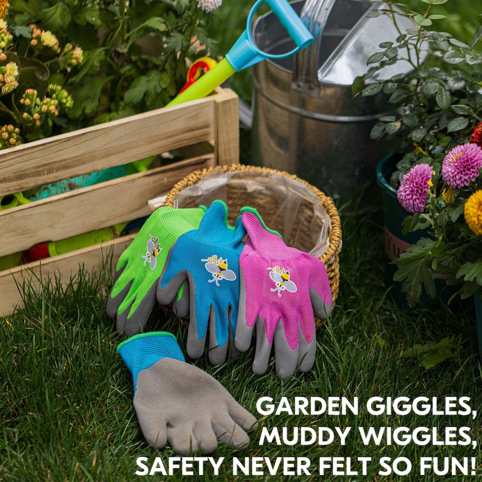 1-Pair Kids Gardening Gloves Ages 3-9| Natural Latex Grip|Breathable Yard Work & DIY Safety Gloves, Machine Washable ... - Image 4