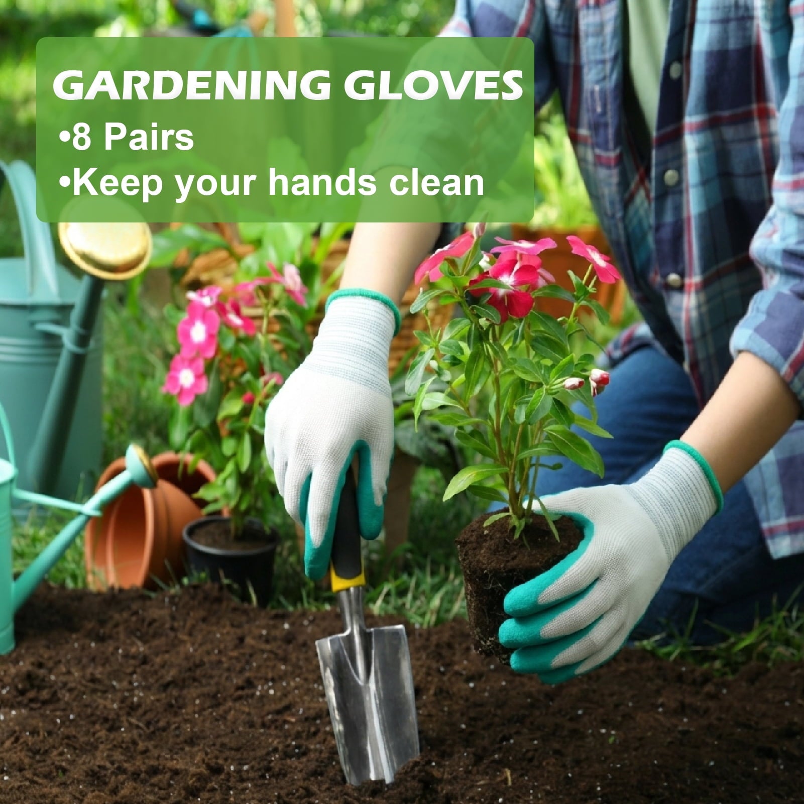 topjuju 8 Pairs Gardening Gloves for Women and Men, Grippy Nitrile Rubber Coated Work Gloves for Yard Garden, Outdoor Indoor Protective Work - Image 4