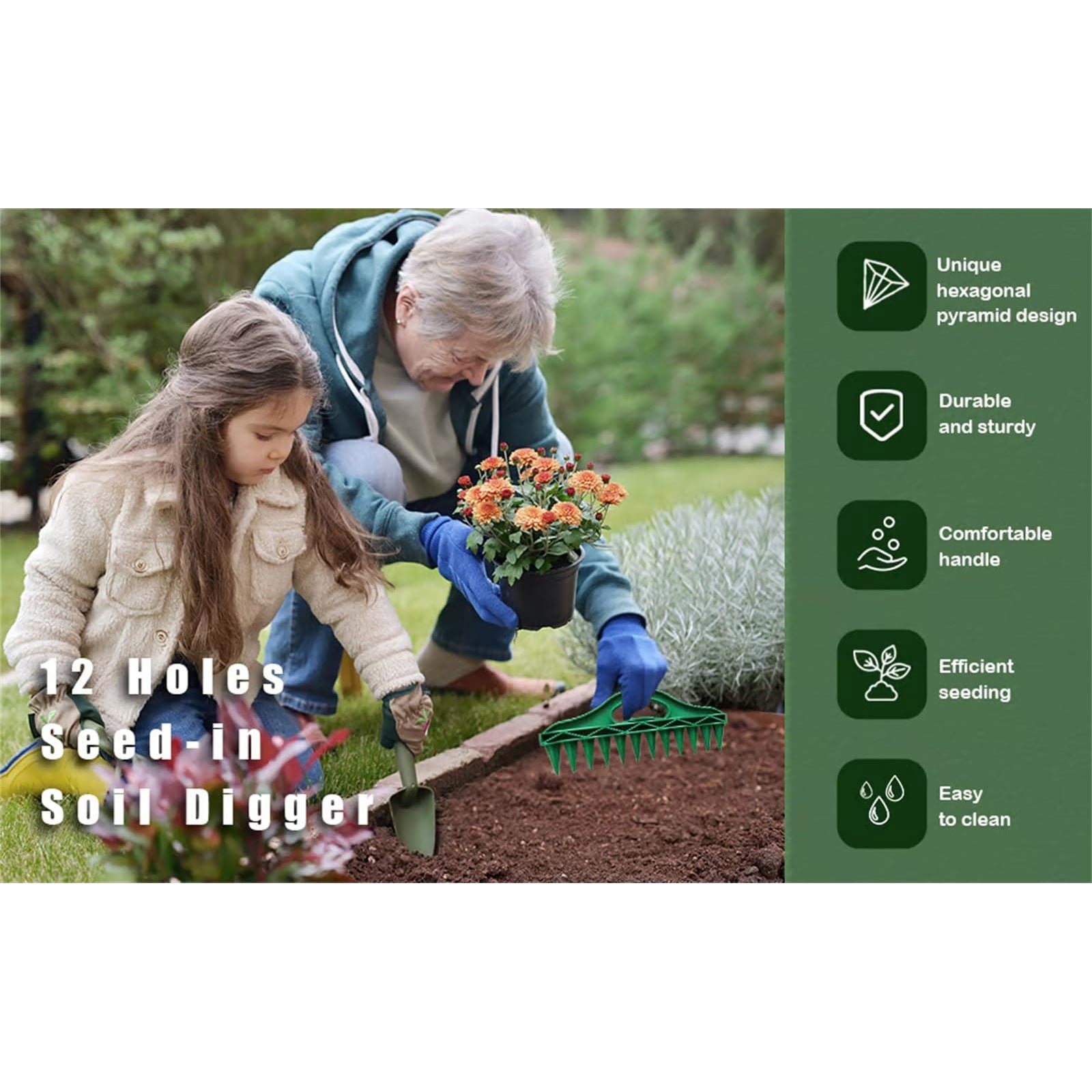 Professional Garden Dibber, Effortless Seed Planting Tool, Seed Slotter Tool Seed Spacers Planting Tool, Planting Gri... - Image 5