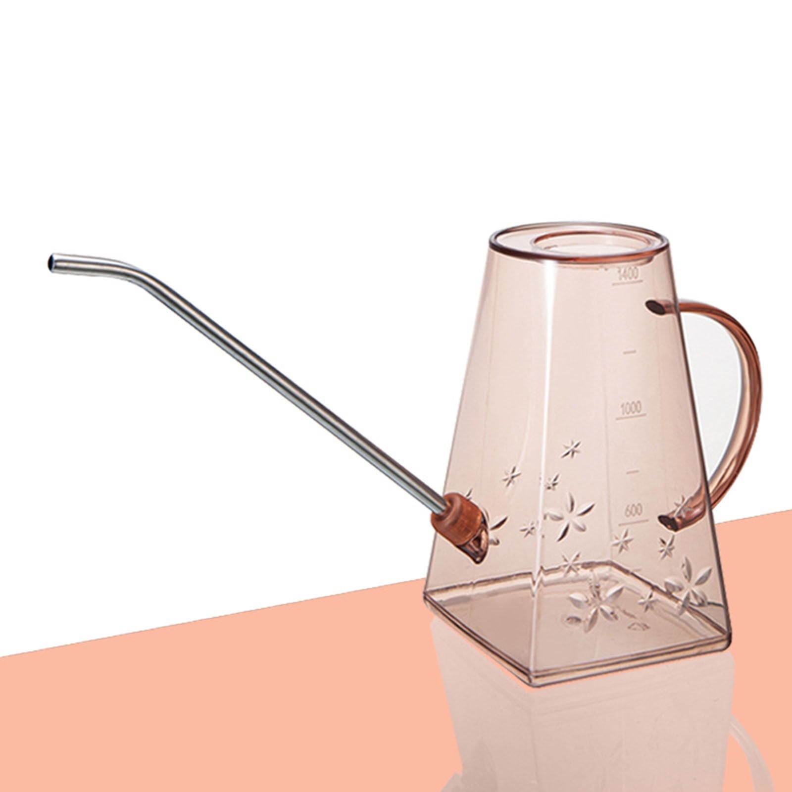 piaybook Watering Can for Indoor Plants Home Gardening Transparent PP Plastic Long Mouth Watering Pot Watering Water Bottle Pattern Retro Wa - Image 2