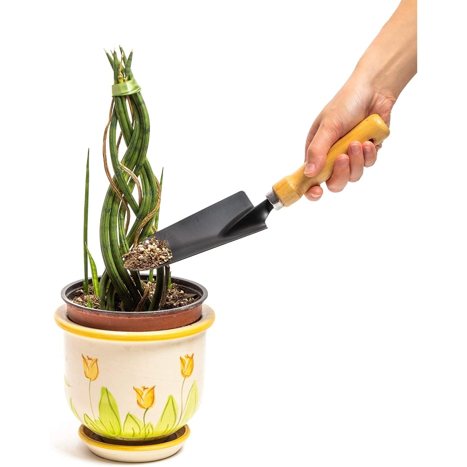3-Piece Set Black Iron Gardening Tools Set with Mango Wood Handle - Mini Hand Trowel, Transplanter, Hand Rake Cultivator - Image 6
