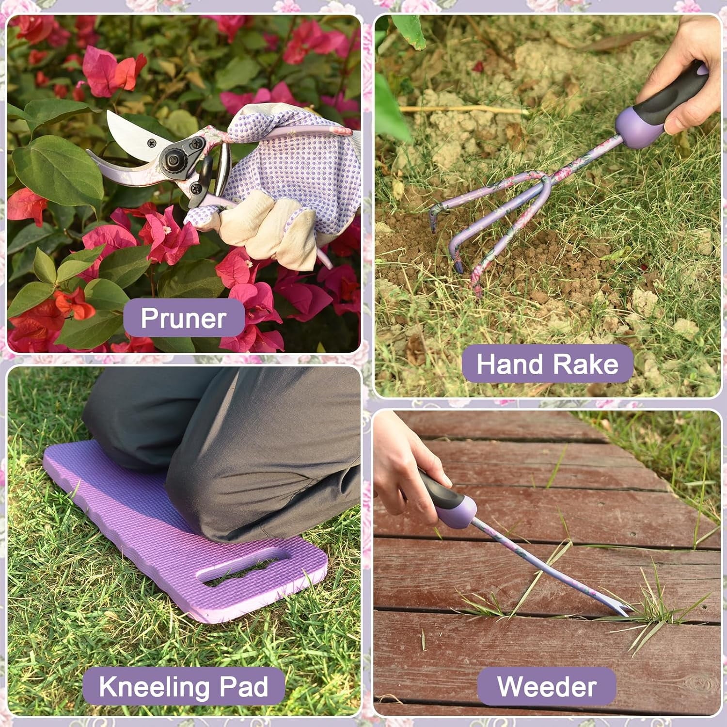 10-Piece Heavy Duty Purple Garden Tool Set with Durable Organizer Bag. A Fashionable & Practical Gardening Gift for W... - Image 4
