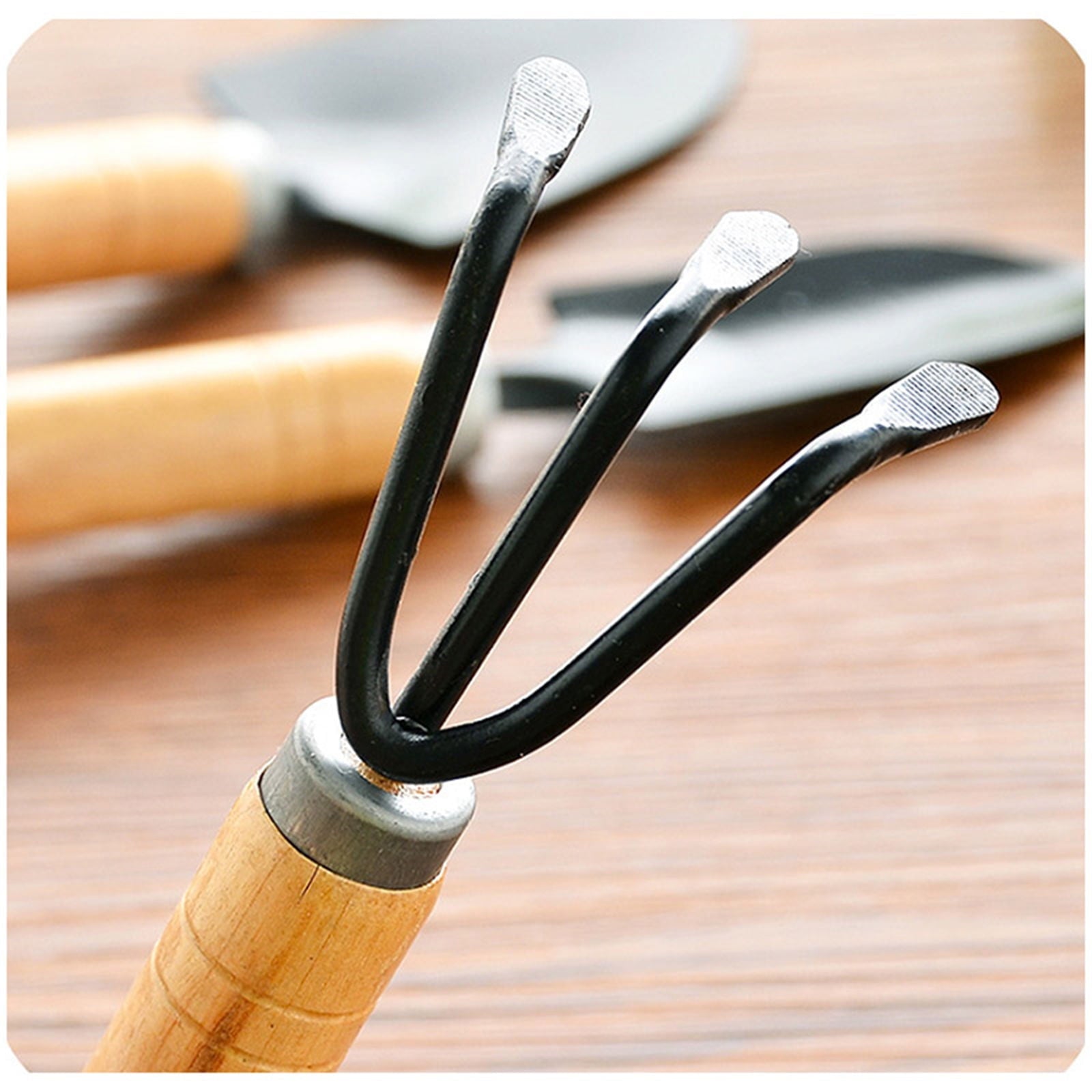 3-piece Set Garden Tool Set with Wooden Handle Shovel Rake and Spade for Potted Flowers Planting and Succulent Care i... - Image 4