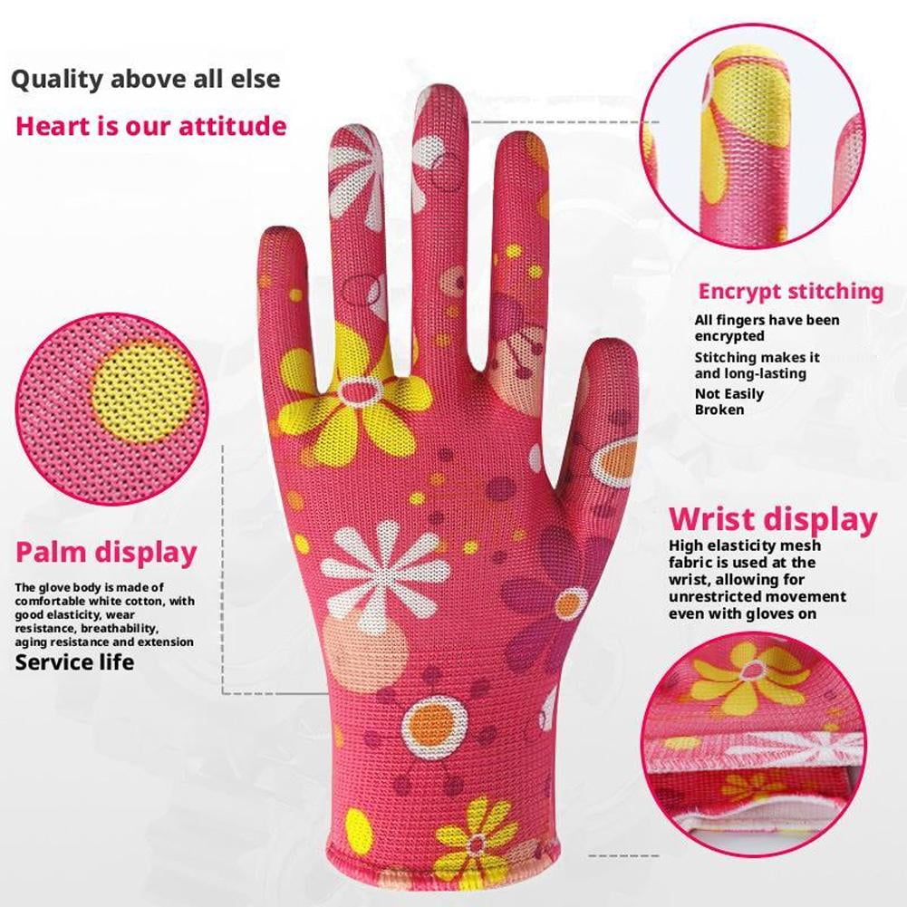 12 Pairs Gardening Gloves for Women, Breathable Coated Work Gloves, Non-Slip Flower Print Garden Gloves for Yard, Weeding, Planting - Image 5