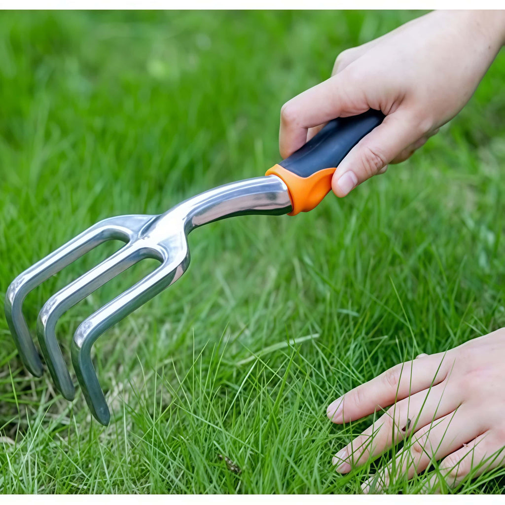 3-In-1 Garden Tool Set Black And Orange Trowel Transplanter Cultivator - Image 2