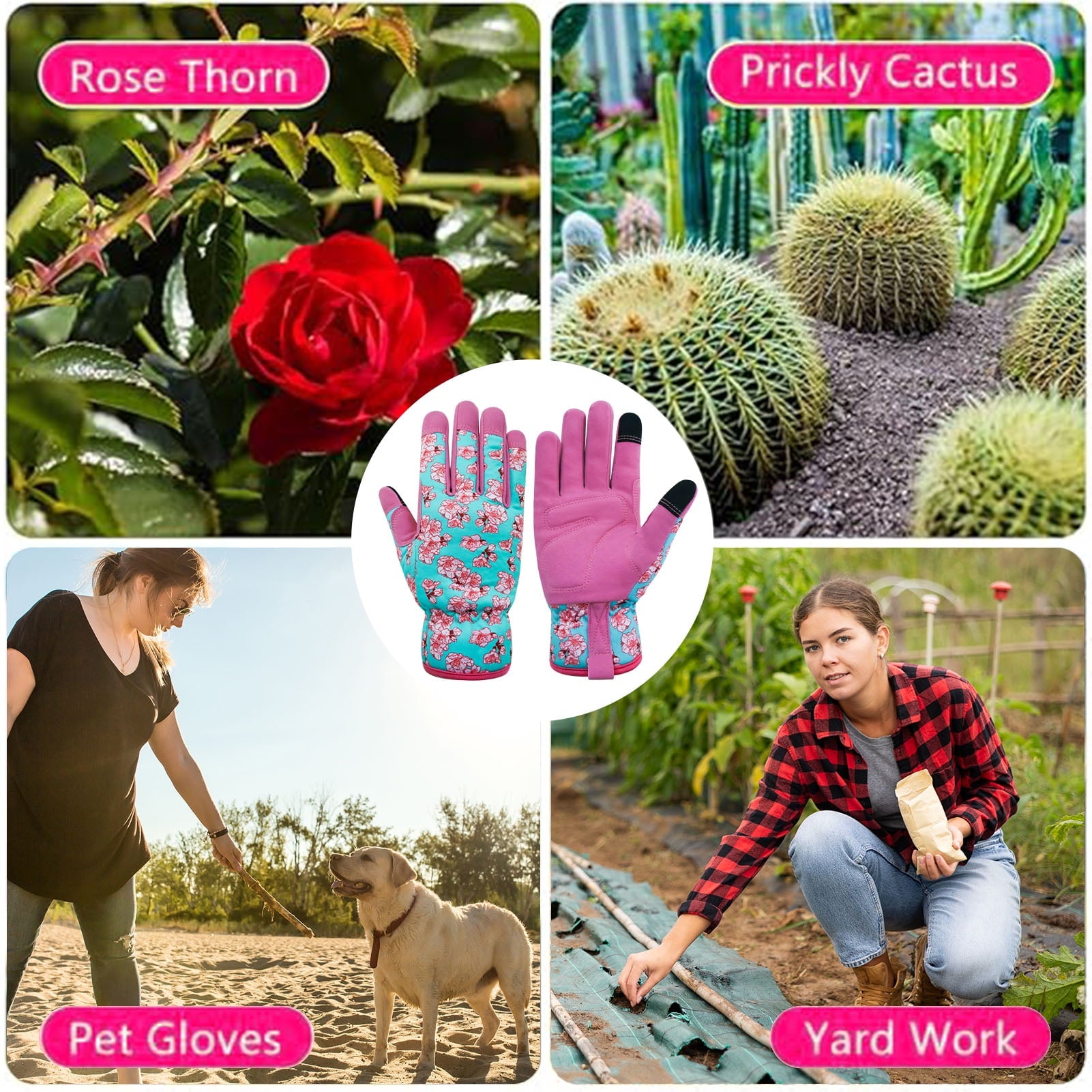 Leather-Gardening-Gloves for Women -Thorn-Proof Work-Gloves for Weeding, Digging, Planting,Pruning Yard garden Gloves - Image 5