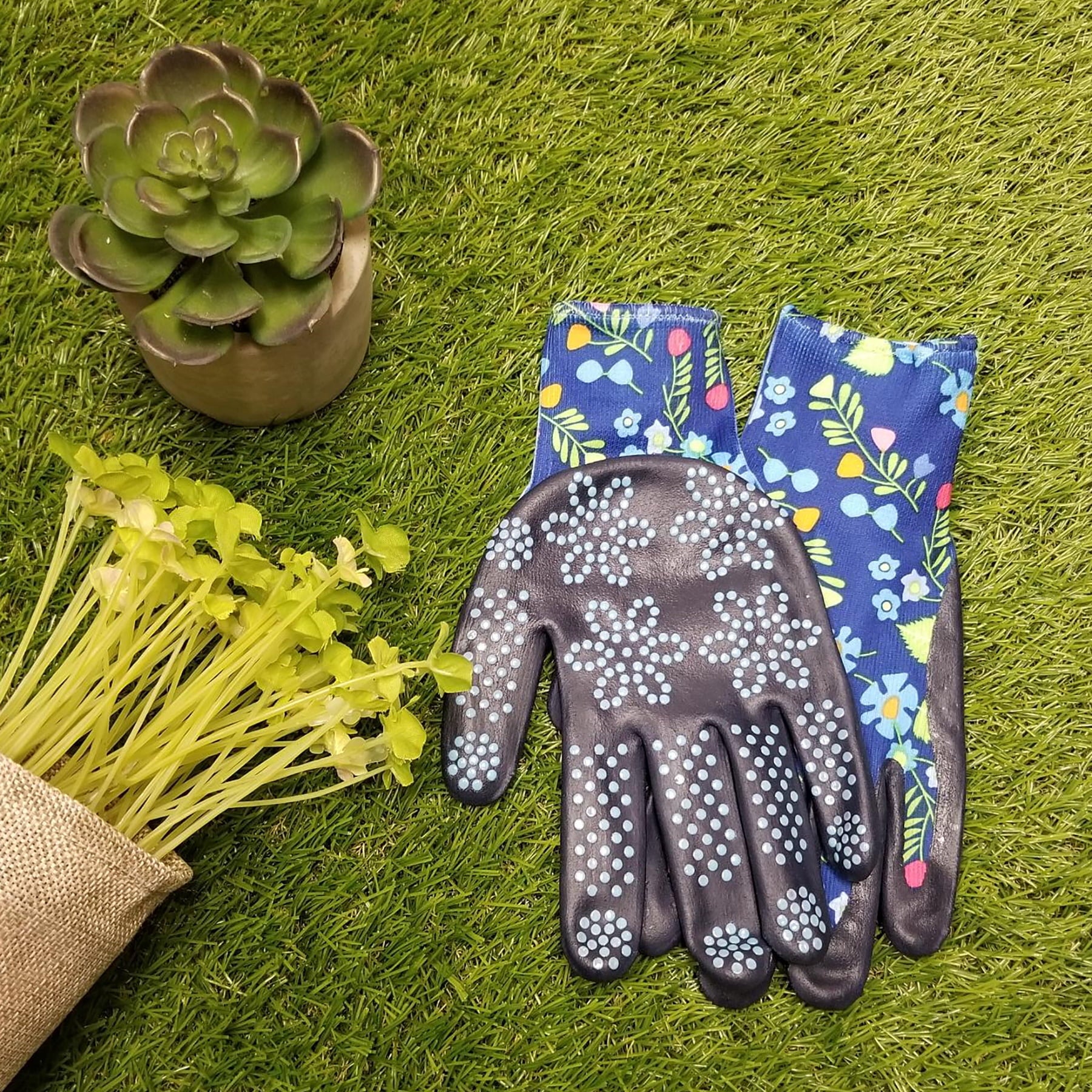 Ladies, 6 Pack of Max Grip Garden Gripping Gloves, Floral Pattern, Size SM - Image 5