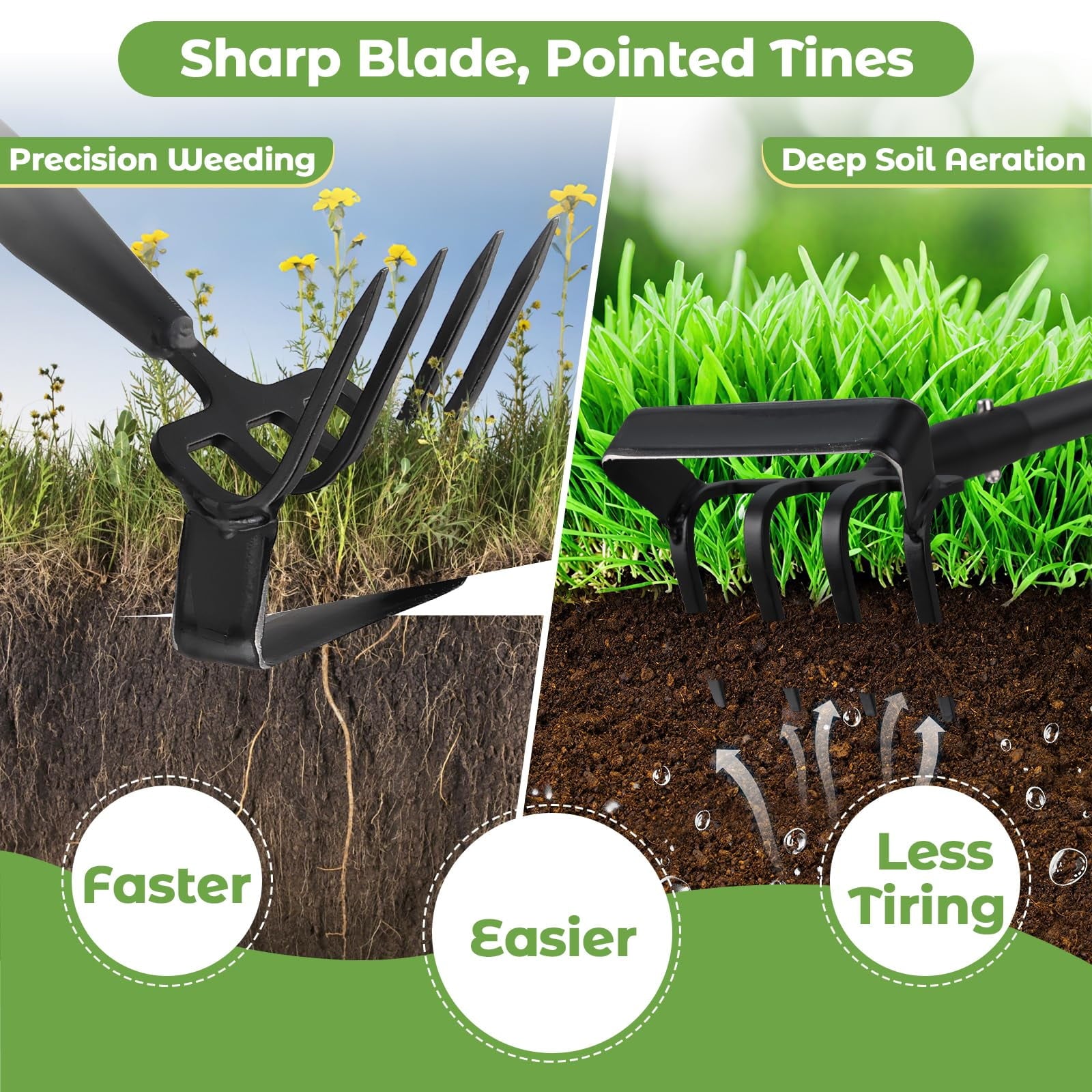 62 inch Adjustable Handle Stirrup Tools Cultivator for Weeding - Image 3