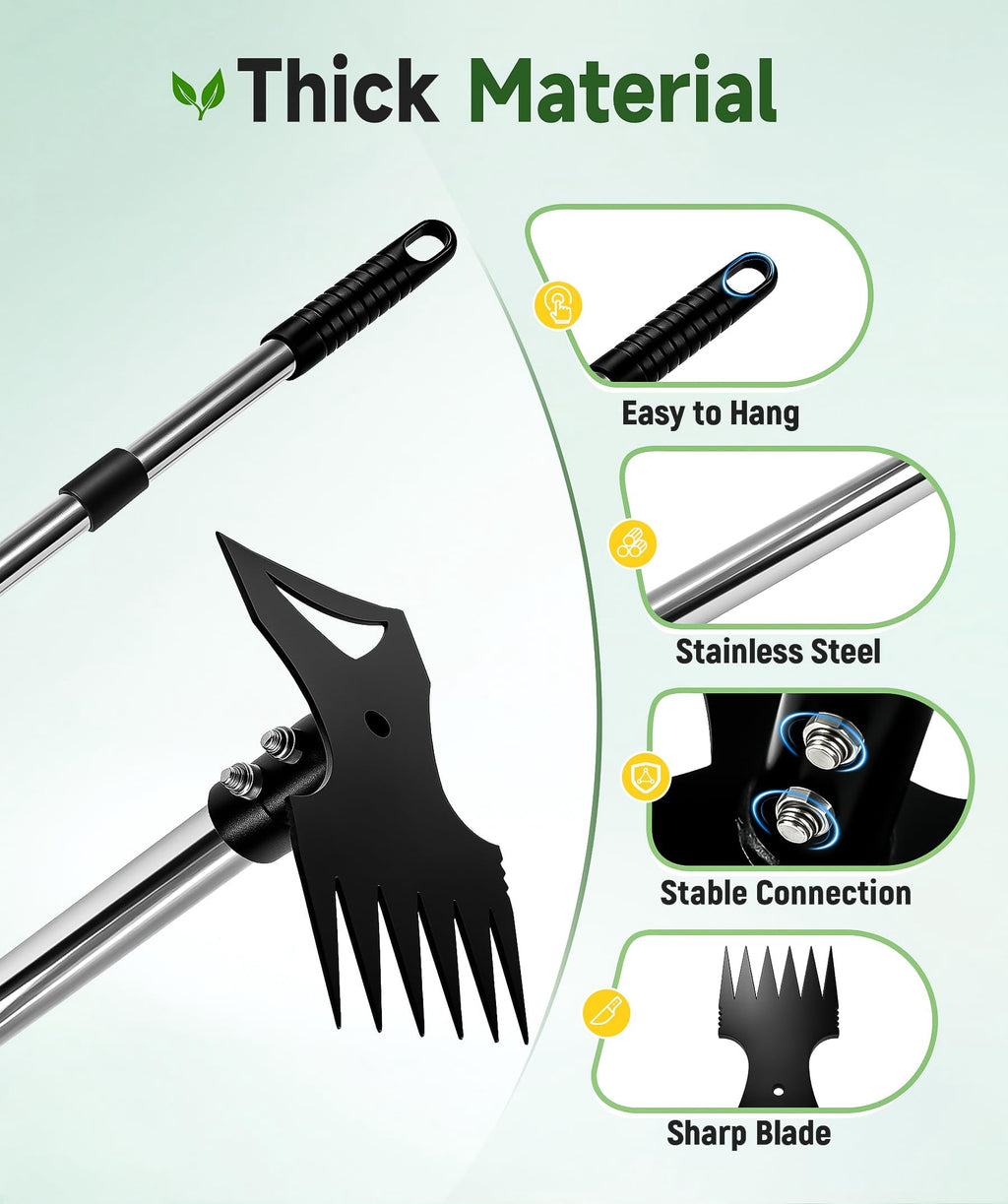 Weeding Tool, Hoe Cultivator 2 in 1 Garden Tools, 45 inch Weeder Hand Tiller Weeding Rake for Yard Lawn Gardening Dig... - Image 6