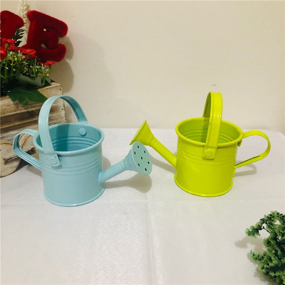 CHENGSI Garden Watering Can Metal Long Spout Sprinkler Pot Indoor Outdoor Plant Flower Kettle Sprayer 7cm Height 8cm Top Diameter Light Gree - Image 3