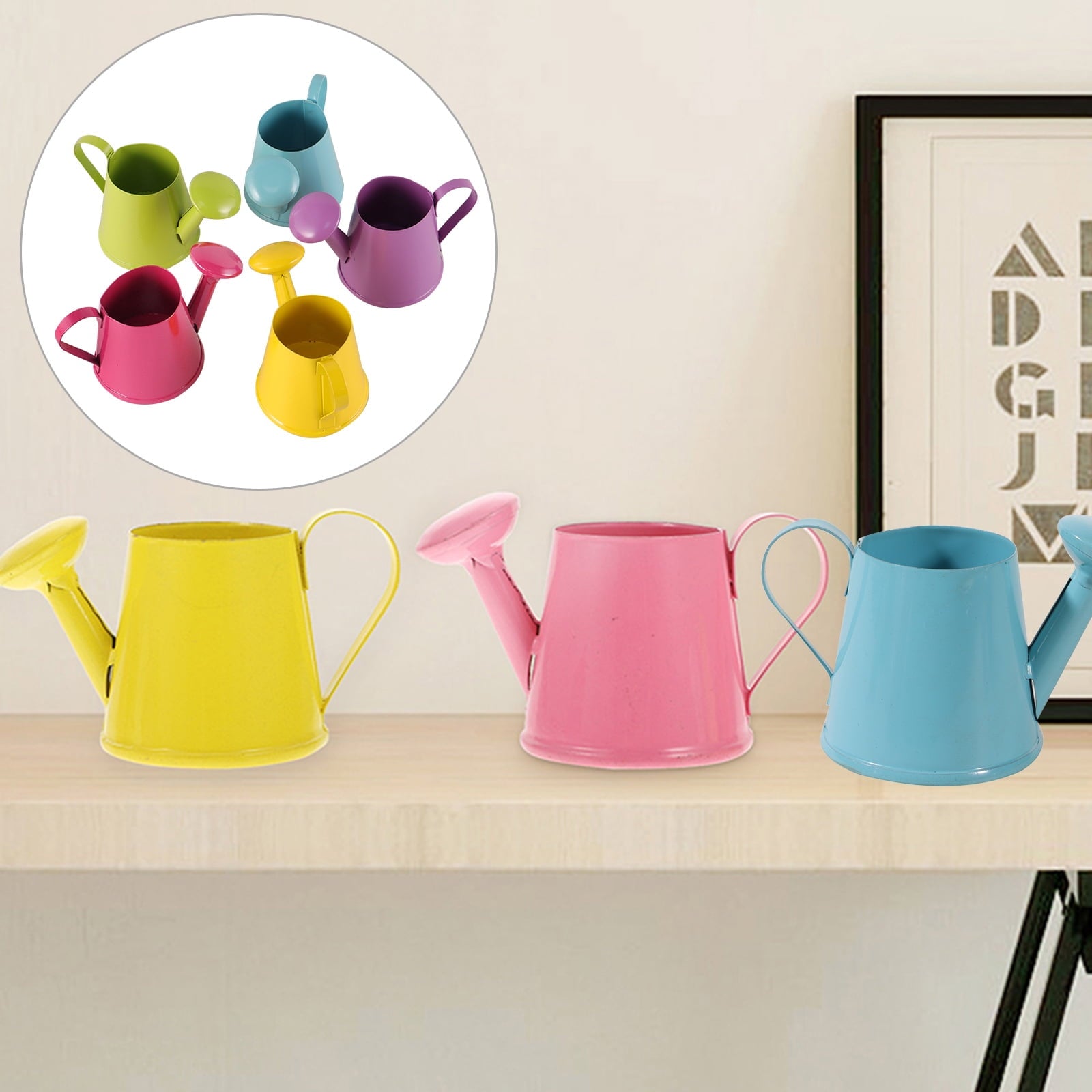 Mini Watering Can for Kids Gardening Made of Iron Sheet Assorted Color Realistic Model Compact Size - Image 5