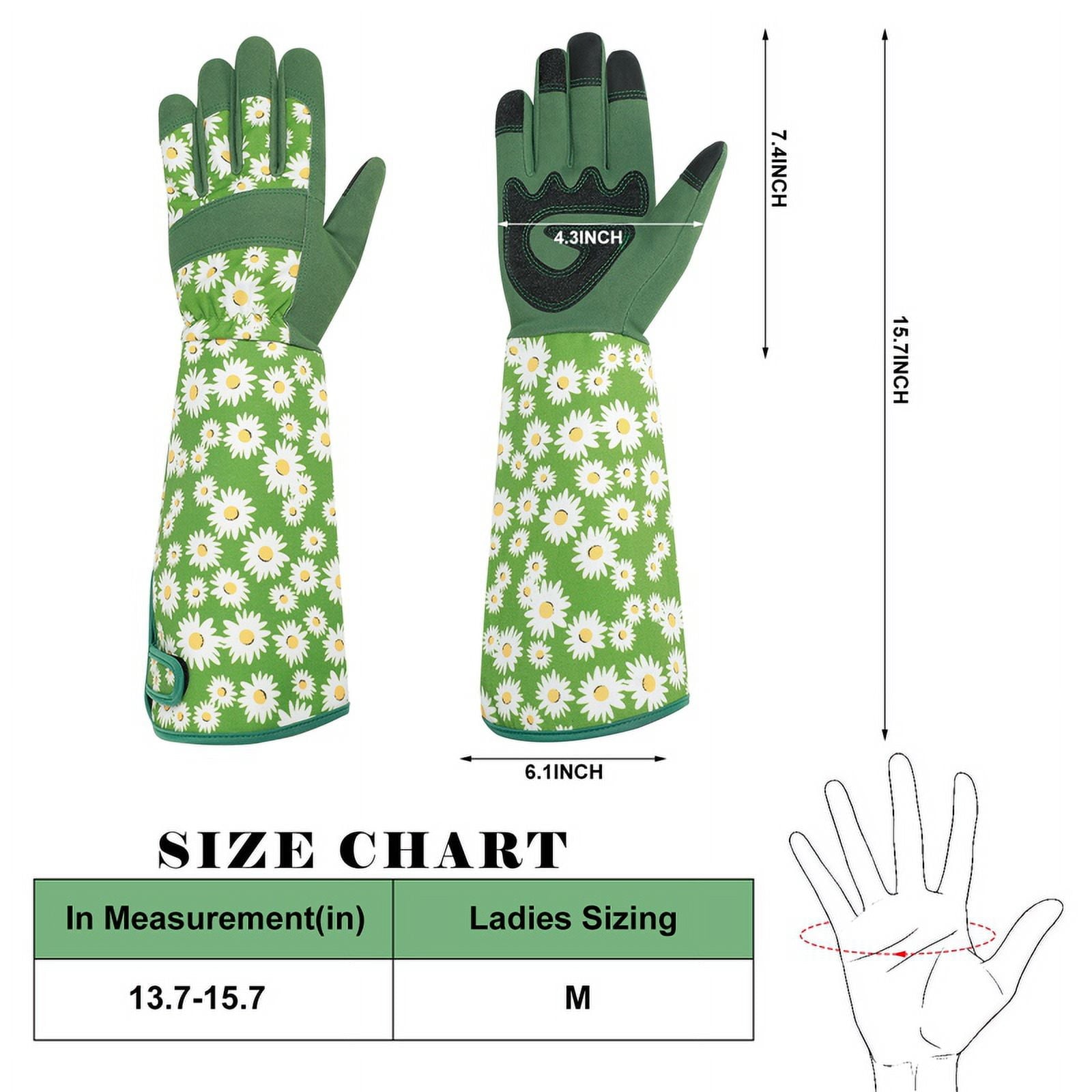 Gardening Gloves for Women Rose Pruning Thorn Proof Breathable Touchscreen Long Forearm Protection Garden Gloves(Green) - Image 2