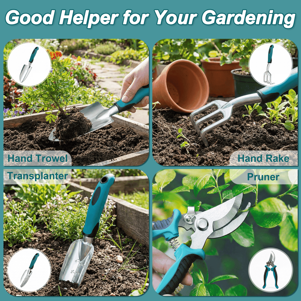 KEYAHAPPY Garden Tools, 7 Piece Gardening Tools Set with Storage Bag, Rust-Proof & Heavy-Duty Gardening Essentials, Ideal Gifts for Women & - Image 2