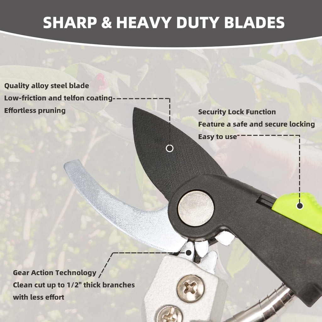 Garden Shears Set, Branch Cutter Pruning Shears with Gear Action, Heavy Duty Loppers Gardening Tools for Plants, Flow... - Image 6