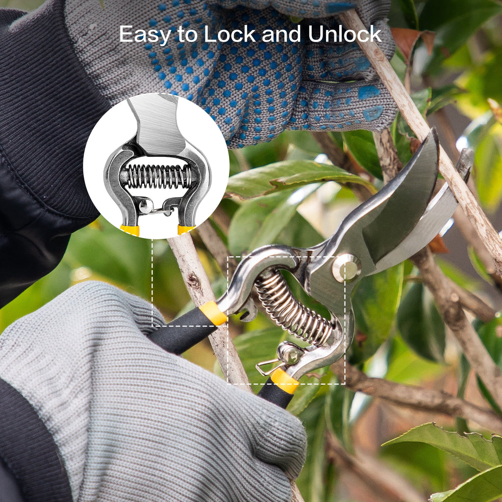 Deli Garden Pruning Shears, 8" Bypass Gardening Pruner, Garden Scissors, Garden Clippers, Black - Image 6