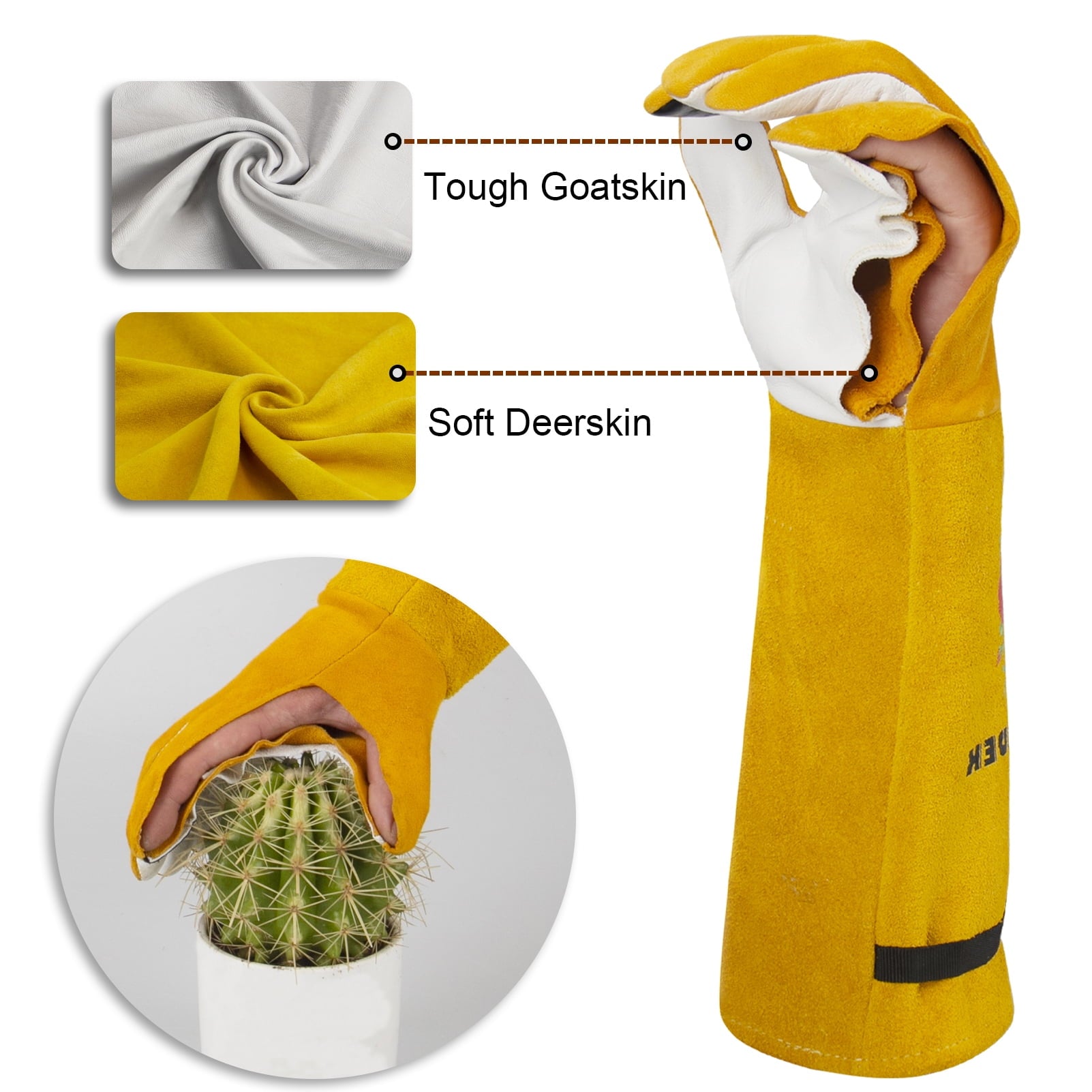 Thorn Proof Long Sleeve Gardening Gloves for Women - 2 Layer Deerskin Suede for Rose Pruning & Cactus Care (Small) - Image 2
