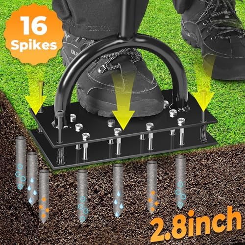 Tool with 16 Spikes Spring Base and Gloves Pre-Assembled Manual Yard Tool Automatic Leaf and Dirt Cleaning for Yard G... - Image 2
