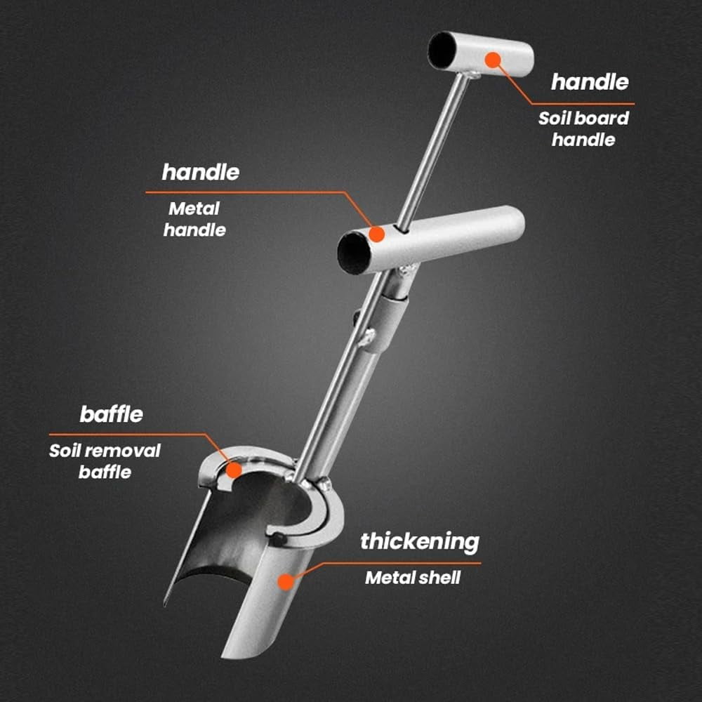 Plant and Fruit Tree Seedling Transplanter,Handheld Digging Hoes Seedlings Stainless Steel Garden Barrel Transplanter Planting Tool Soil Sam - Image 6