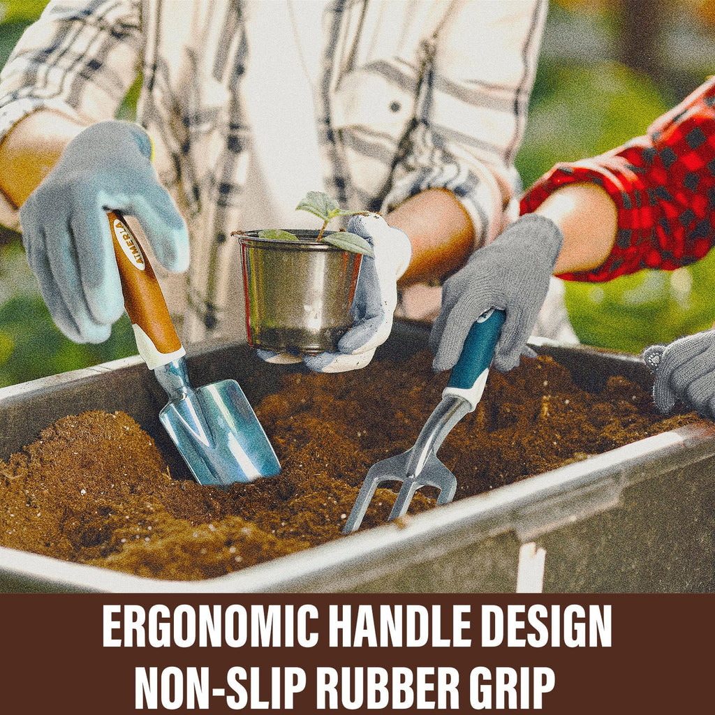 Gardening Tools Set of 9 Heavy Duty Garden Tools with Non-Slip Rubber Grip with Large Garden Bag for Tools Durable Ha... - Image 2