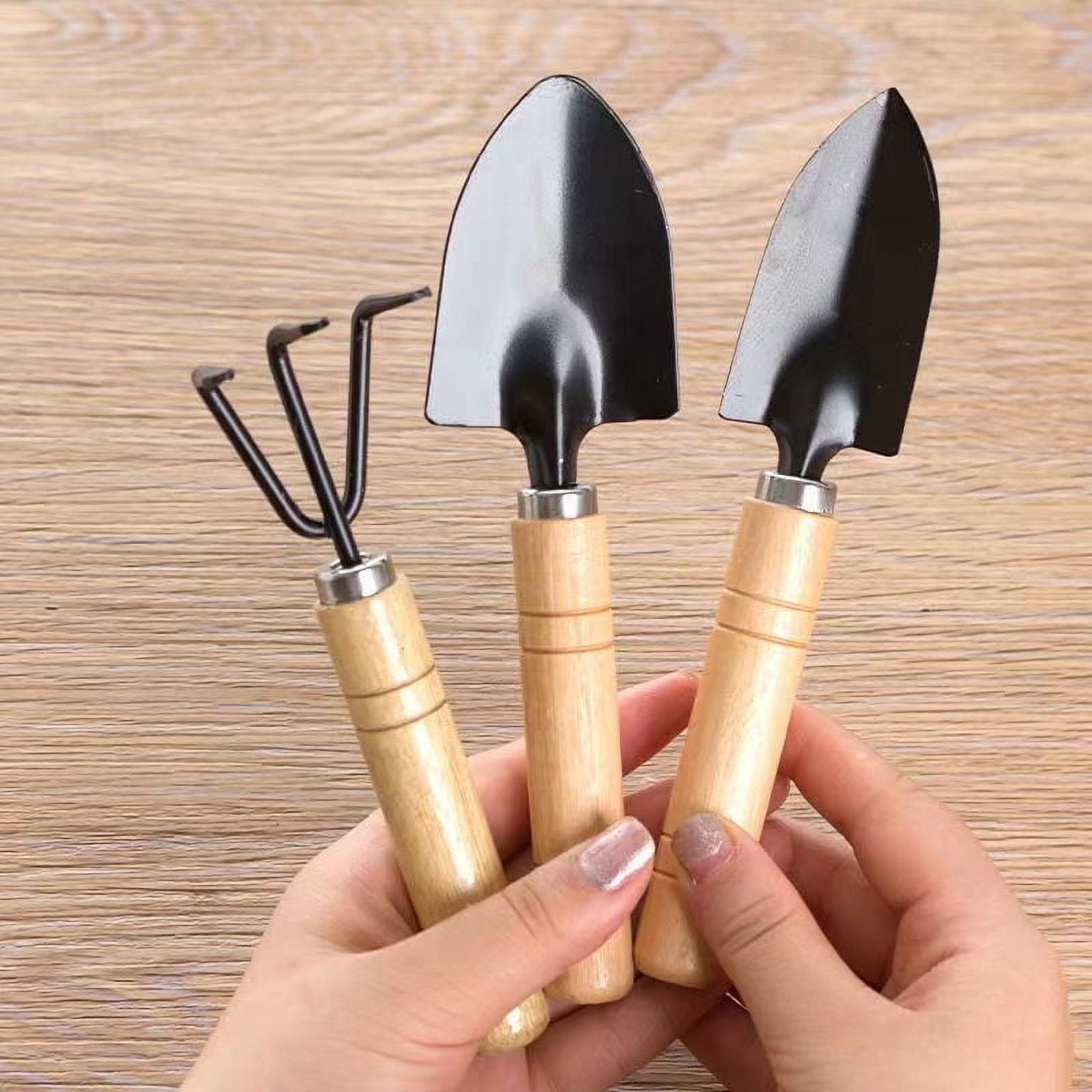 Moocorvic Mini Garden Tool Set, 3 Pieces Portable Mini Gardening Kit Including Hand Shovel, Transplant Shovel, Cultivator Hand Rake With Sof - Image 4