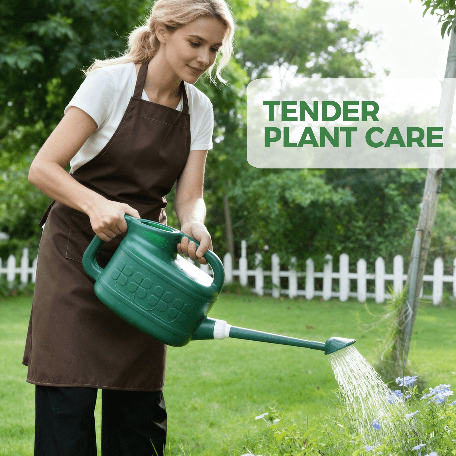 Watering Can 2 Gallon Plastic Watering Can Outdoor for Garden Flower Long Spout Water Can for Indoor Plants Gardening(Deep Green) - Image 4
