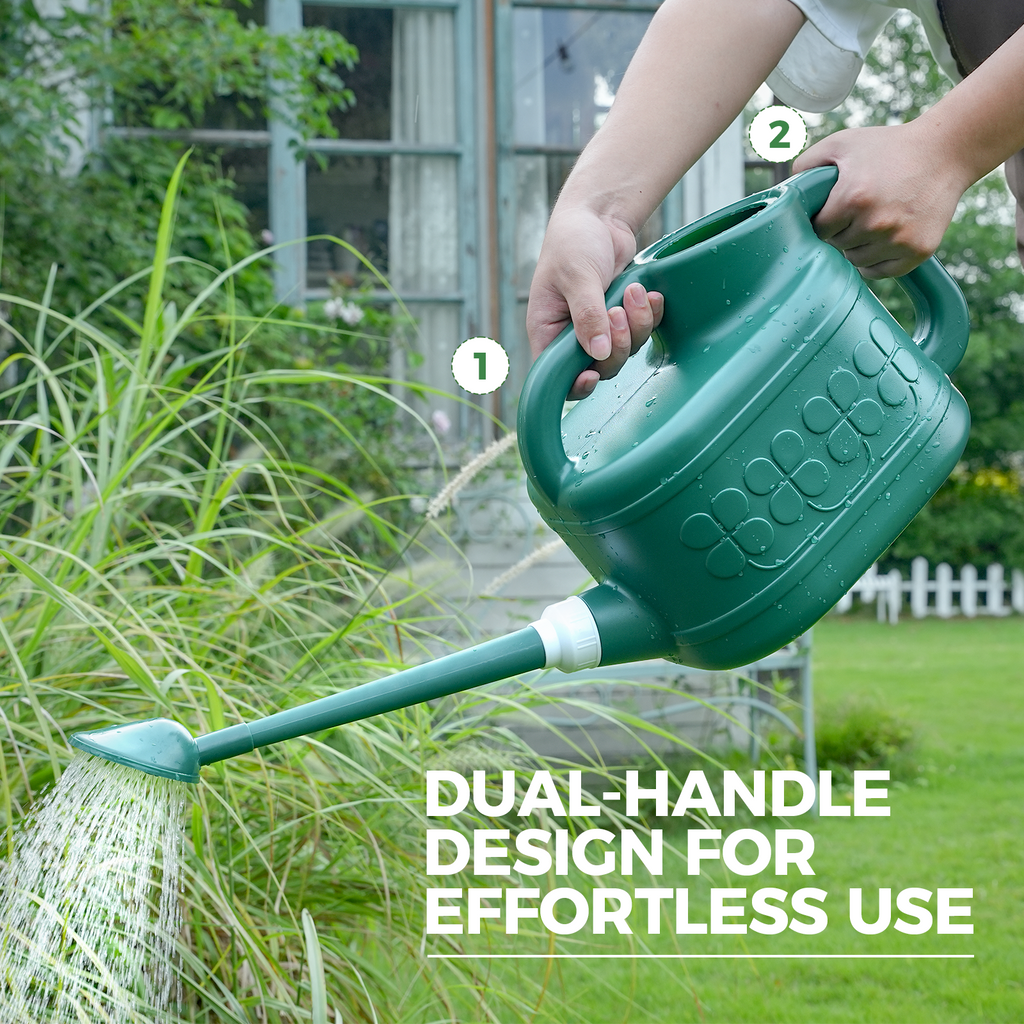 Watering Can 2 Gallon Plastic Watering Can Outdoor for Garden Flower Long Spout Water Can for Indoor Plants Gardening(Deep Green) - Image 5