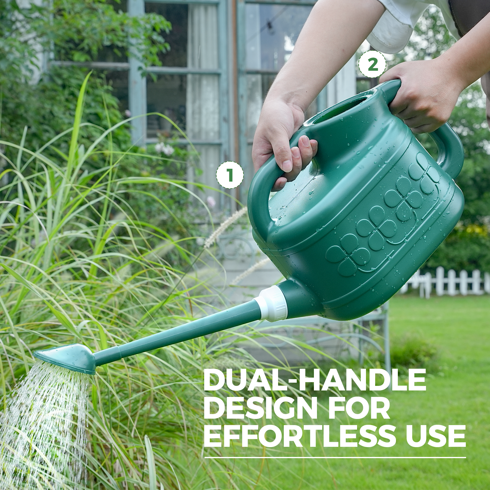 Watering Can 2 Gallon Plastic Watering Can Outdoor for Garden Flower Long Spout Water Can for Indoor Plants Gardening(Deep Green) - Image 5