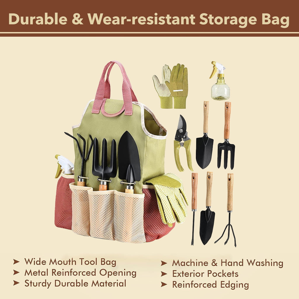 Gardening Tool Set, 9 Piece Heavy Duty Gardening Hand Tools with Durable Garden Tools Organizer Handbag, Rust-Proof G... - Image 4