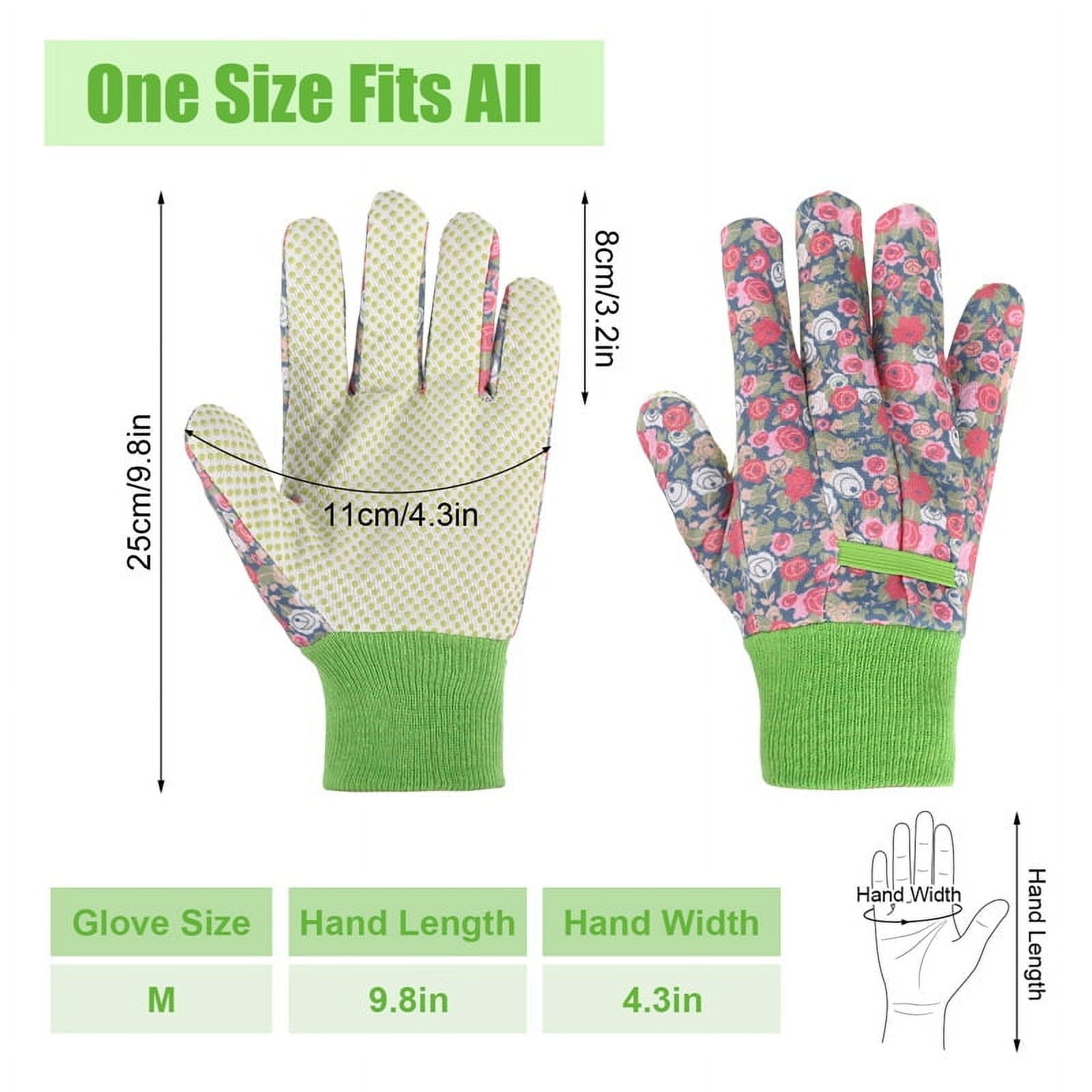 Floral Gardening Gloves, Soft Breathable Yard Work Gloves with Non-Slip PVC Dots, 4 Pairs - Image 2