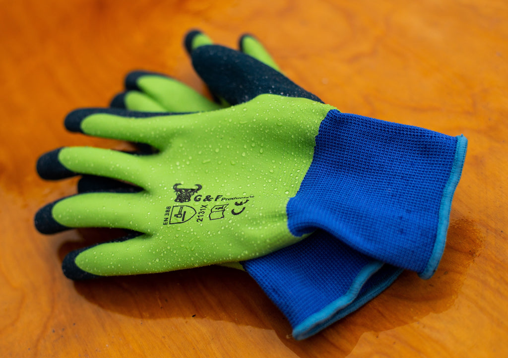 Men's XLarge Blue Solid Color Waterproof Gardening Gloves, (6 Pairs) - Image 3