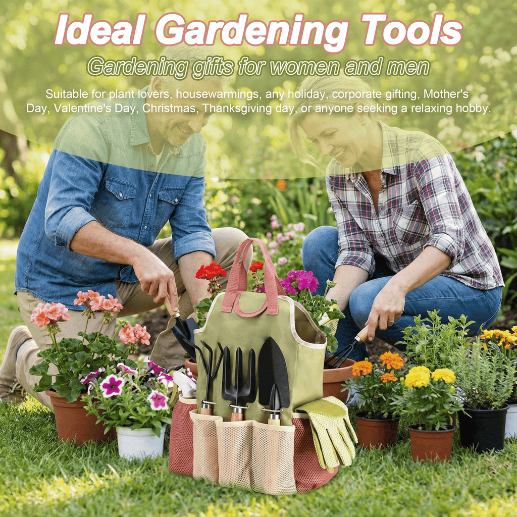 Garden Tools Set, 9 Piece Gardening Tools with Fashion Bag, Rust-Proof & Heavy-Duty Gardening Supplies Kit Ideal Gard... - Image 2