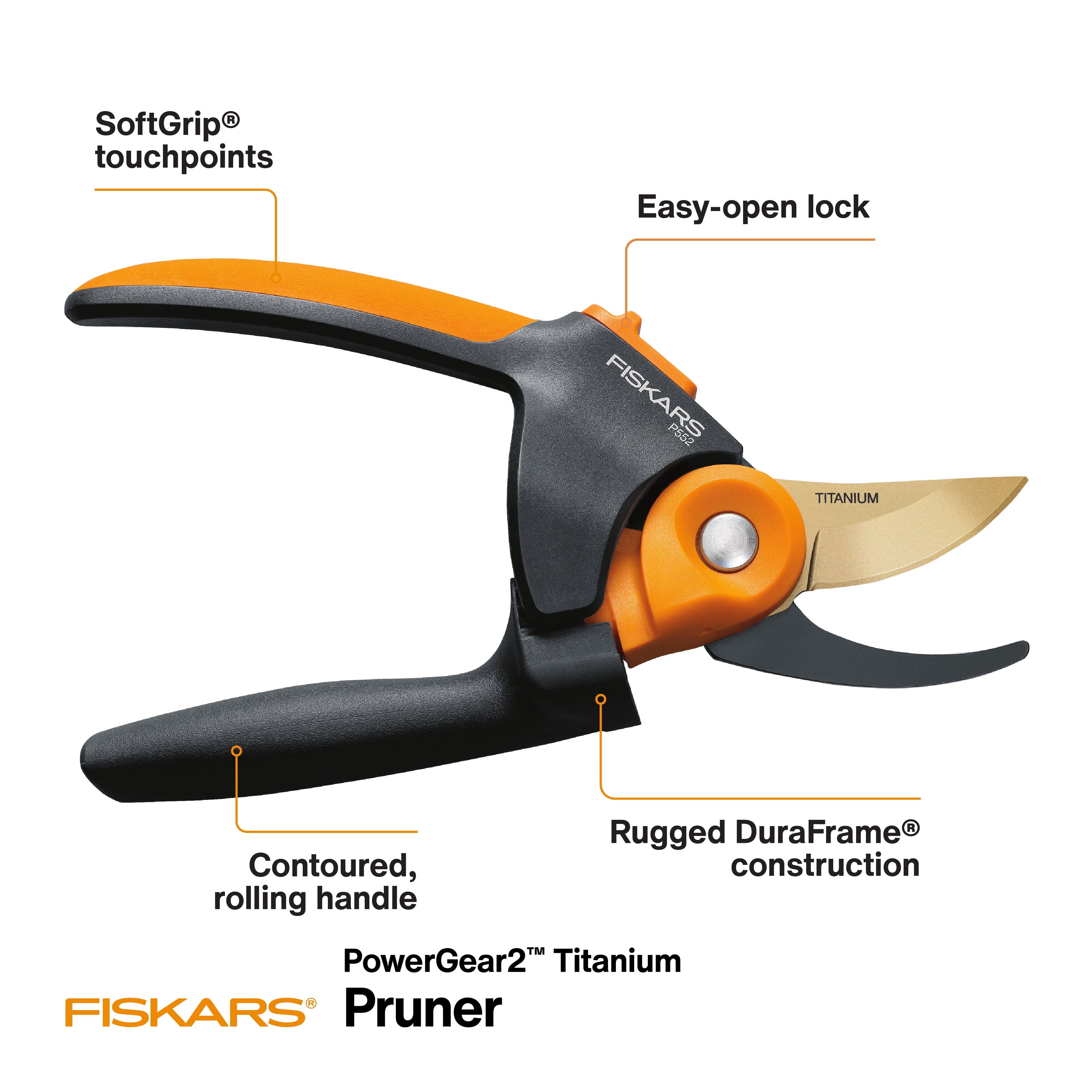 11.5" Titanium Softgrip Bypass Pruner, 3/4" Cut Capacity Black and Orange - Image 4
