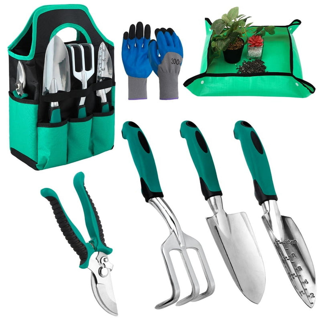 topjuju 7 Pcs Gardening Tools Set, Gardening Hand Tools with Rust-Proof,Stainless Steel,High Quality Aluminum Alloy Material, Gardening Supp
