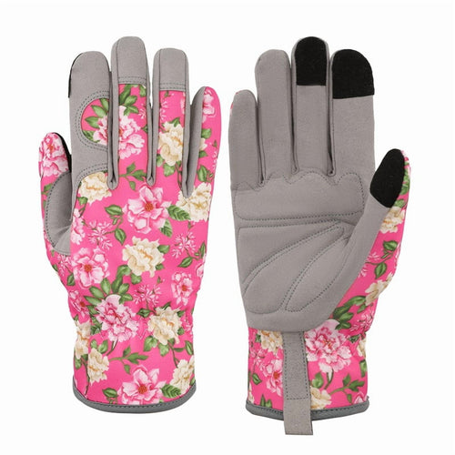 topjuju 1 Pair Floral Gardening Gloves for Women, Breathable Garden Gloves with Grip, Thorn-Proof Puncture-Resistant Work Gloves, Gifts for